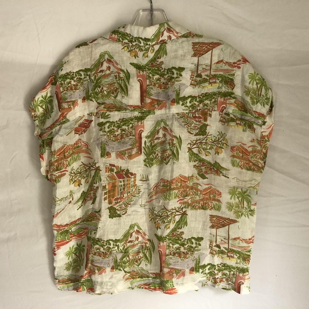 Cynthia Rowley Shirt Womens Large Multicolor 100% Linen Tropical Button Up Print - Picture 6 of 9